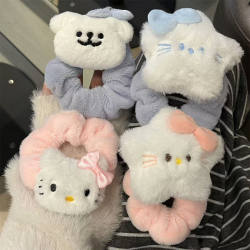 Star Plush Kt Cat Hair Tie Autumn and Winter Cartoon Scrunchie Versatile Ponytail Hair Rope Bun Hair Accessory Trendy