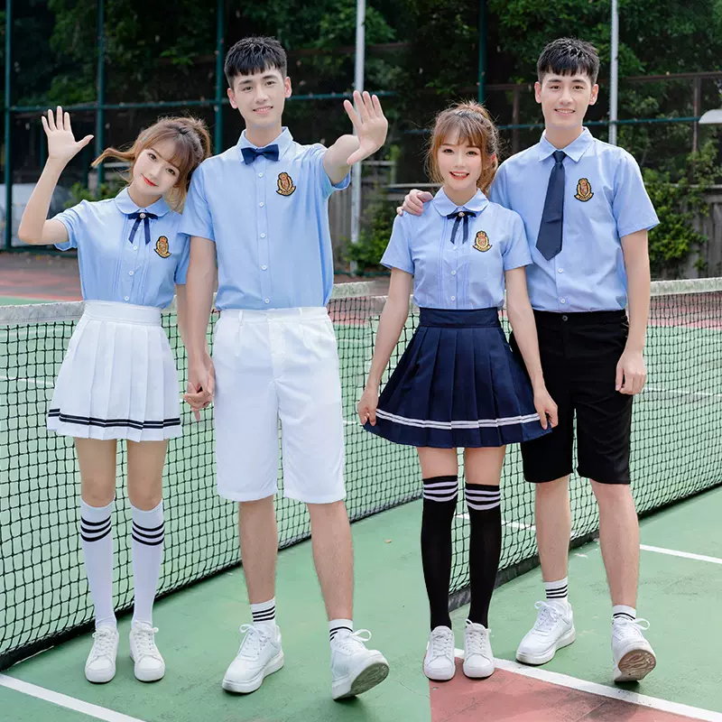校服套装学院风韩国中学生初中高中六年级男女运动会毕业班服夏季