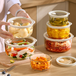 Pickle Jar, Glass Sealed Jar, Food-Grade Pickle and Pickled Vegetable Storage Box, High Borosilicate Lid Container, Large Jar for Refrigerator