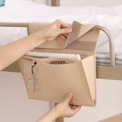 Felt Bedside Hanging Bag for Home Use, Creative Card Holder Hanging Bag for Bedroom Sofa, Mobile Phone and Miscellaneous Items Storage Rack for Student Dormitory