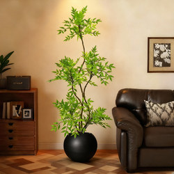 Artificial Nandina Bamboo Living Room Luxury Green Plant Decoration Next to the Sofa, High-End Artificial Tree Ornament, Floor-Standing Potted Plant Landscape