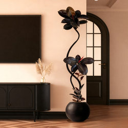 Artificial Green Plant Black Rubber Tree, Antique-Style Decoration for Tv Cabinet, Large Floor-Standing Landscape Ornament for Living Room