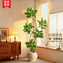 Artificial Golden Banyan Rubber Tree, High-End Luxury Indoor Large Floor-Standing Potted Plant, Living Room Decorative Ornament, Fake Tree