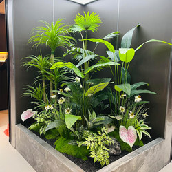 Simulated Green Plant Landscaping Combination for Entrance Hall, Indoor Artificial Plant Corner Landscaping, Bionic Plant Decoration