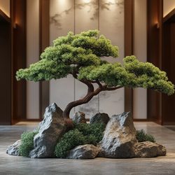 Large Artificial Tree Welcoming Pine Indoor Entrance Green Plant Landscaping High-Quality Simulated Plant Floor-Standing Decorative Piece