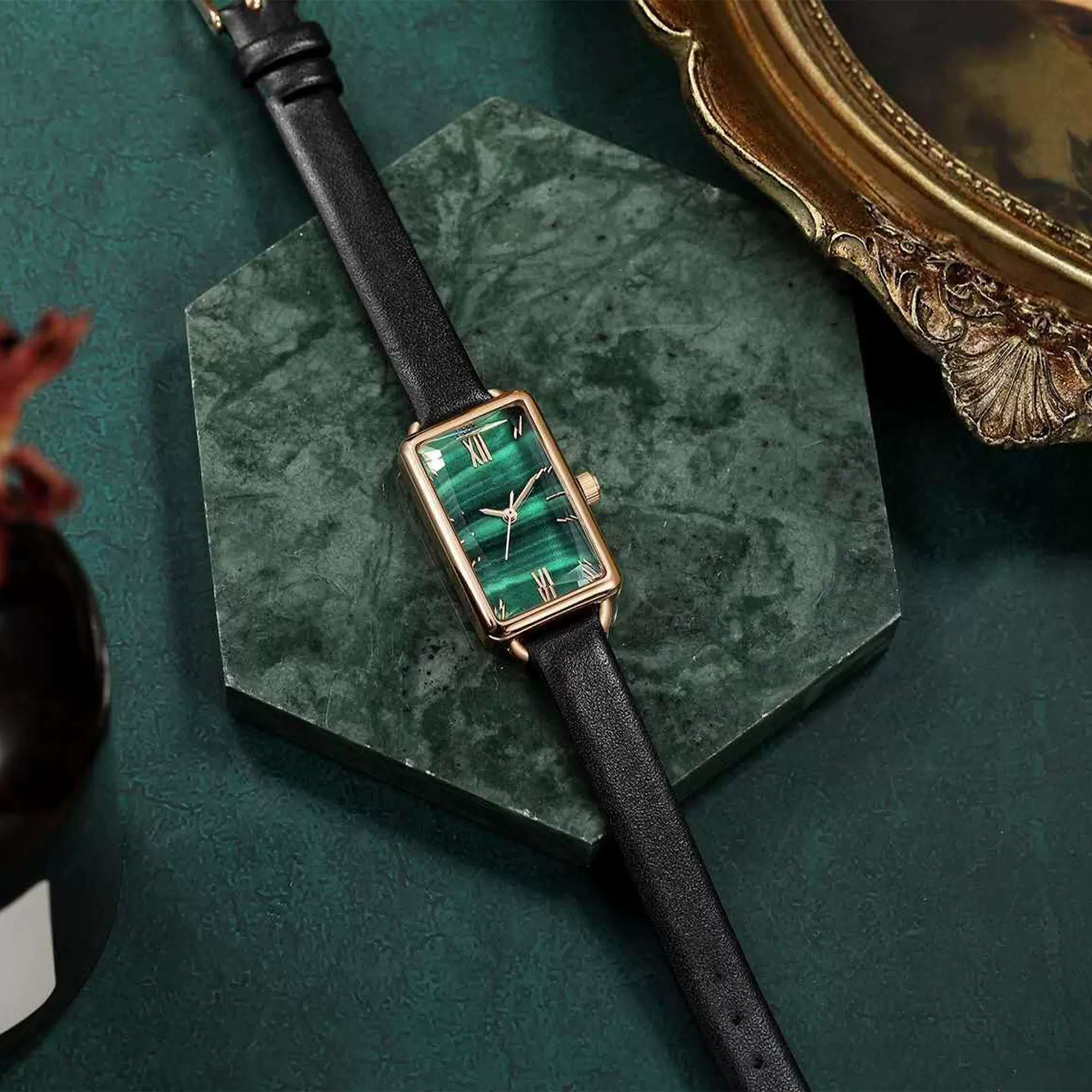 ceshdun希仕顿 复古方形孔雀绿小绿表