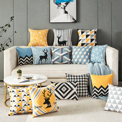 Cotton and Linen Scandinavian Style Sofa Cushion Cover Without Insert, Large Backrest Cushion for Living Room, Headboard Lumbar Pillow, Modern Light Luxury with a Sense of Sophistication