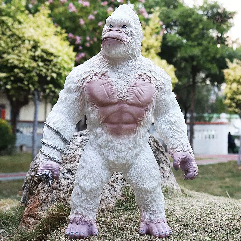 特大號金剛巨猿大猩猩玩具白色仿真動物怪獸模型軟膠充棉會叫玩偶-Taobao