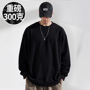
300g heavyweight American loose fat T-shirt 2025 new bottoming long-sleeved plus fat plus size men's spring and autumn