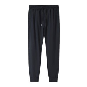 Large size high-end ice silk casual pants men's loose elastic trousers 2026 summer thin quick-drying sports pants