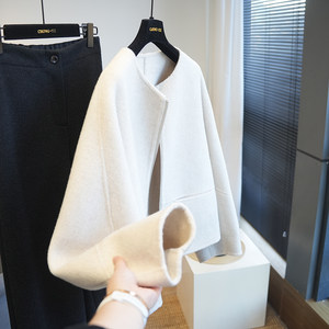 
Chong Xiaoxiao cashmere wool round neck zipper double-sided woolen short coat women's woolen coat autumn and winter A78M