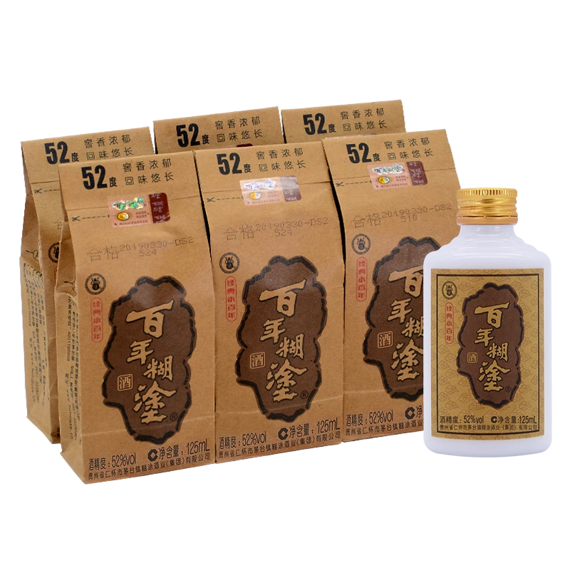 百年糊涂经典小百年33度浓香型贵州高粱粮食国产小瓶装白酒125mL-Taobao