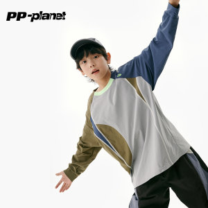 
PP Planet original boys' clothing [moisture-absorbent, quick-drying and antibacterial] autumn loose casual long-sleeved T-shirt for middle-aged and older children