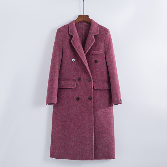
High-end customized 2025 autumn and winter wool coat for women European station double-sided woolen coat mid-length suit dragon fruit color