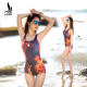 Sanqi professional swimsuit female conjoined flat -angle sports slimming large size swimsuit covering the belly hot spring swimsuit gathered
