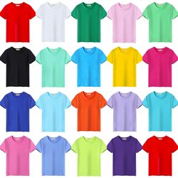 Candy-Colored Summer Round-Neck T-Shirt for Men, Short-Sleeved Student Class Uniform, Half-Sleeved Cotton Advertising Shirt, Multi-Color Short-Sleeved Men's Shirt