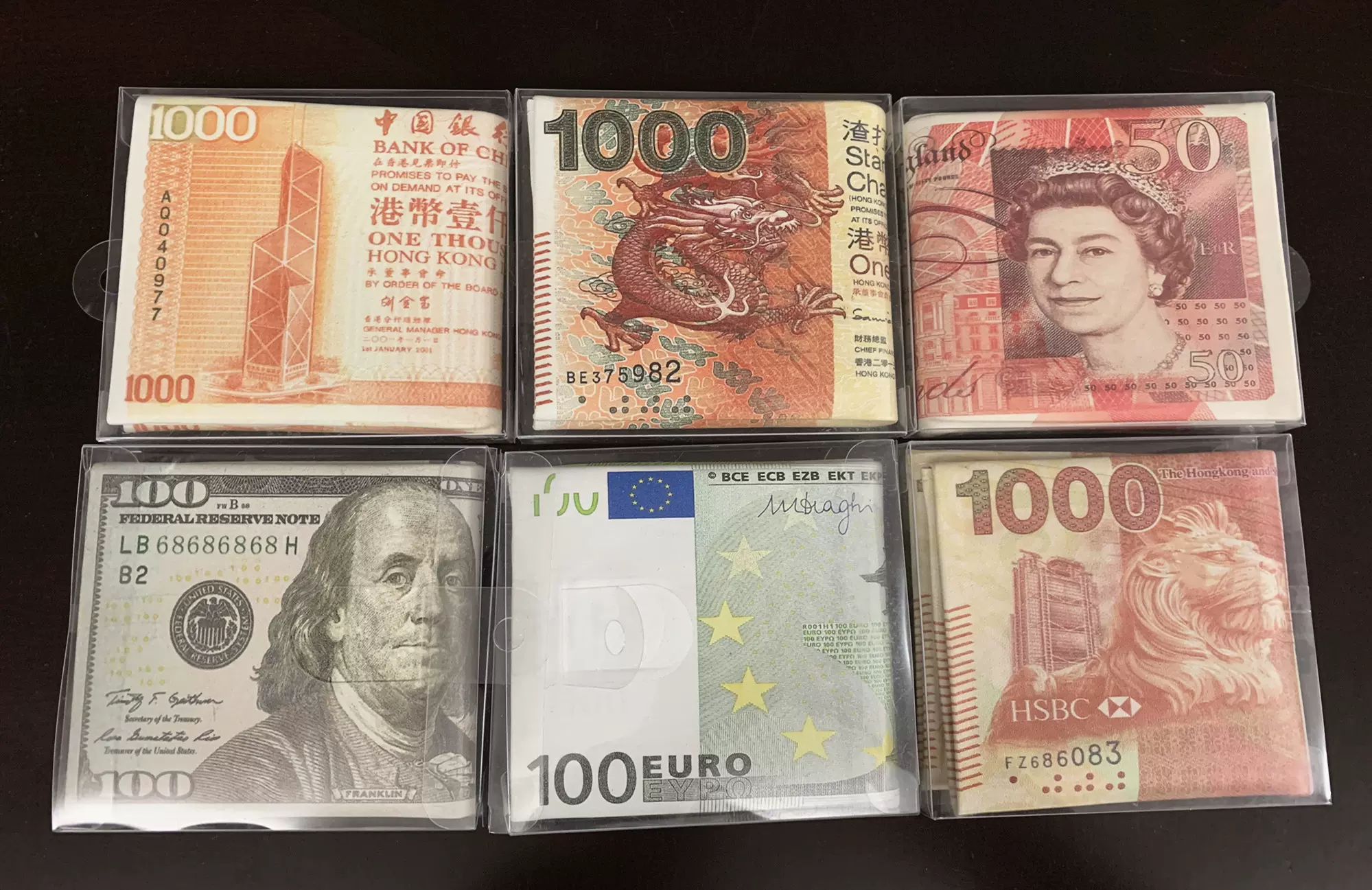 创意国际货币图案彩色打印耐用折叠拉链多层零钱包票据票夹