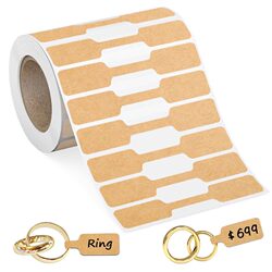 500 Sheets/Roll Kraft Paper Ring Necklace Price Tag Stickers Jewelry Price Handwritten Adhesive Labels Network Cable Wire Marking Classification Label Stickers Brand Identification