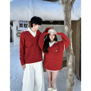 
Couple wear autumn and winter 2026 new ins super hot sweater for men and women Korean version loose French sweater jacket trendy brand