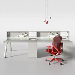 E0 Grade Office Desk Staff Desk Simple Workstation for Two, Four, Six, or Eight People with Hanging Board Storage Screen Desk and Chair Set