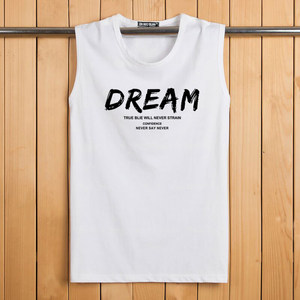 Sports vest male casual fitness sweatshirt Korean version of round neck big size student sleeveless cotton T -shirt bottoming shirt chop sleeve