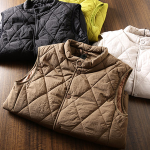 
Retro quilting! Windproof and warm! Solid color for men and women in autumn and winter, stand-up collar casual cotton vest jacket trendy