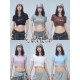 CBXLAB Street Dance Trendy Brand Summer Sea Wave Navel Embroidery Short Sleeve Star Hanging Chain Kpop Hot Girl Slim Body Clothes Women
