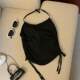 Large size 300Jin [Jin equals 0.5 kg] Design-sensory drawstring halter neck vest for women in summer fat mm tether short breast pad top