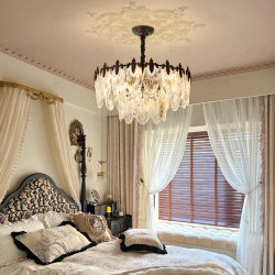 【National Supplement - New】Lamp Charm French Bedroom Chandelier Light Luxury High-End Vintage Mid-Century Style Master Bedroom Lighting Fixture