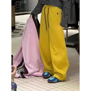
Autumn and winter new American style dopamine colored scimitar pants for women, thickened with velvet, loose and versatile, sports and casual sanitary trousers