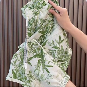 
Ice silk thin casual harem pants for women in summer new tying pants hot floral pants loose and slimming nine-point cool pants