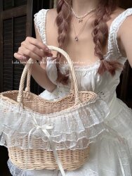 Lala Land Acc／ Lace Apprentice Original Wicker Storage Basket Picnic French Sweet Girl