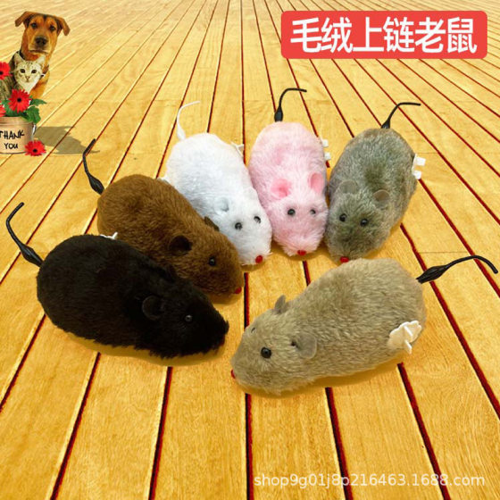 
Wind-up plush mouse that amuses cats and dogs pet toy that can run and wag its tail toy, high-quality model with few bad reviews, cross-border hot sale