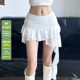 WEEKEEP Pure romantic irregular streamer lace skirt low waist pleated lining anti-exposure miniskirt