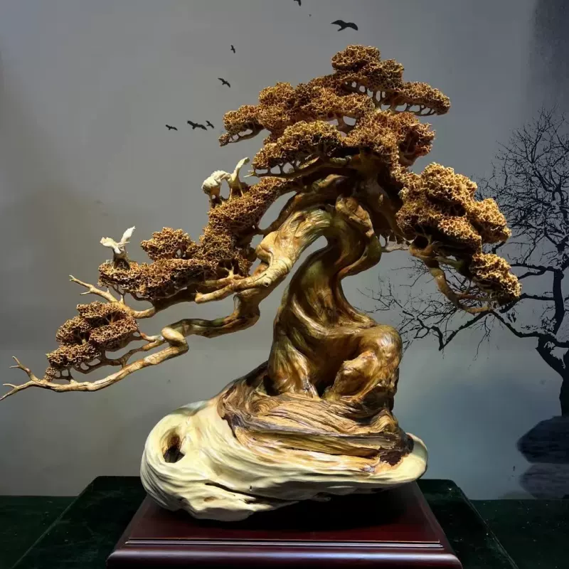 崖柏 刀彫 時代物 紅木 松根 堅木 彫り 花台 木彫 香炉台 唐物