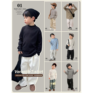 
Linlin's mother's children's clothing children's half turtleneck bottoming shirt autumn and winter boys' long-sleeved T-shirt winter clothing for baby boys and middle-aged children