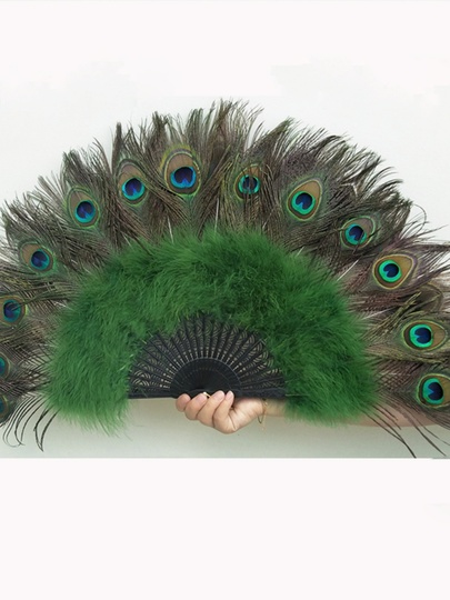 孔雀の羽扇 - 中国風折りたたみ扇