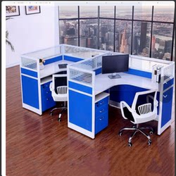 Staff Desk and Chair Combination Blue Screen Workstation Enlarged Board Four-Person Double Computer Desk Glass Partition Card Slot