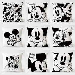 Mickey Black and White Minimalist Geometric Lumbar Support Pillow Cover for Sofa, Living Room, Headboard, Office, Dormitory