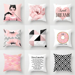 Nordic Style Cartoon Light Luxury Lumbar Pillow Cushion Cover for Sofa, Living Room, Car, Office