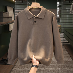 
High-end lapel sweater for men in autumn and winter Korean style thickened high-end inner cotton base knitted sweater for men
