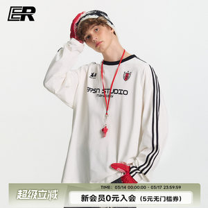 
[Zuo Qihan] ER contrast collar striped long-sleeved T-shirt for men and women in autumn college style American fashion brand bottoming shirt