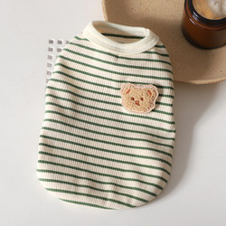 Pet Summer Clothes for Small Dogs, Stylish Short-Sleeved Two-Legged Outfit for Walking in Autumn, Striped Shirt for Teddy, Pomeranian, and Other Breeds