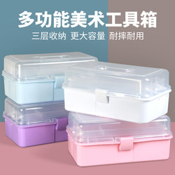 Large Art Student Toolbox, Painting and Pigment Storage Box, Multifunctional Three-Layer Thickened Box for Art Exams, Large Capacity Box for Nail Technicians, Portable Beauty Supplies, Jewelry, Household, Portable Medicine Box