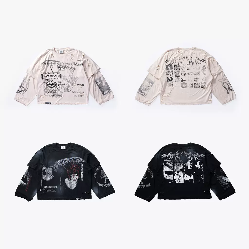 【F.V.V.O】SKELETON BROKEN HOLE T-SHIRT F.V.V.O】SKELETON BROKEN HOLE T-SHIRT | OUR BRAND,F.V.V.O
