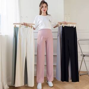 Pregnant women's pants children in summer thin exterior wearing spring and autumn ice, wide -leg pants loose, loud and casual leggings summer dress