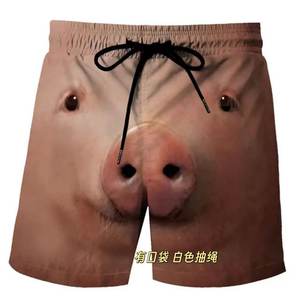 Cartoon pig nose shorts men and women couple pajamas basketball pants summer casual sports pants loose beach pants