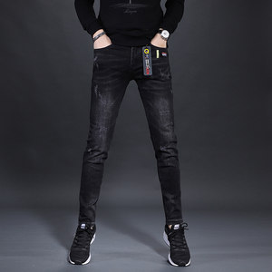2026 High-End Spring Black Jeans Men's Slim Fit Small Leg Pants Stretch Tight Slim Casual Men's Pants