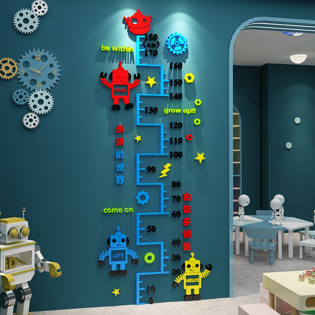 Programming classroom layout robot cartoon height wall sticker training ...