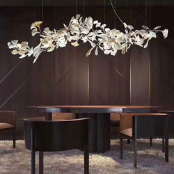 Designer Ginkgo Leaf Trendy Lighting Fixtures for Living Room, Dining Room, Art Lobby, Sales Office, Staircase Decorative Lights, Chandeliers